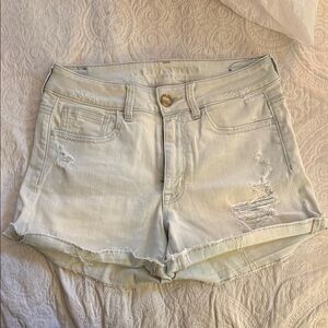 American Eagle Light Blue Jean Shorts Distressed Casual